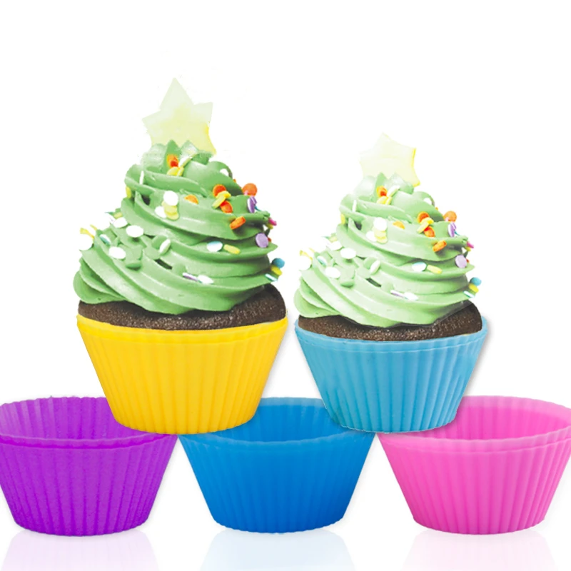 

12pcs Silicone Cake Molds Cupcake Silicone Cake Mold Muffin Baking Nonstick Heat Resistant Reusable Tool Kitchen Accessories