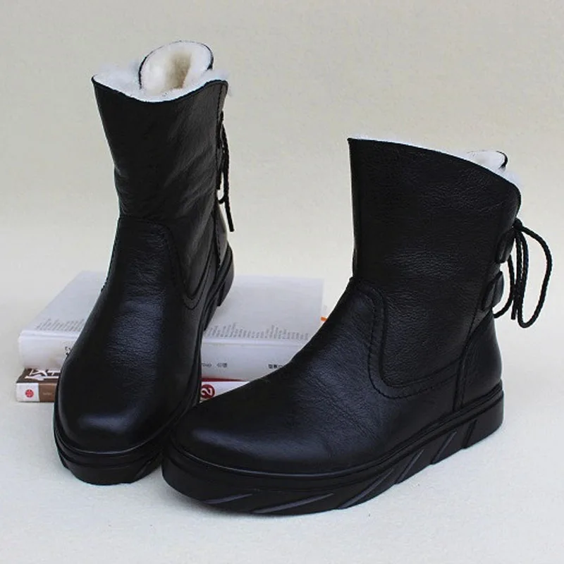 Обувь женские ботинки женские зимние ботинки из натуральной кожи на флисе черные женские ботильоны на шнуровке женская обувь(6599-1