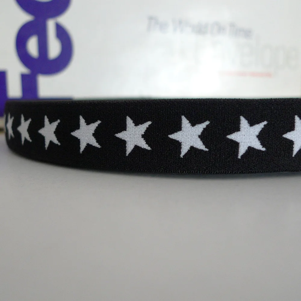 

27 Yards 3/4'' 20mm BLACK COLOR Star Print Jacquard Underwear Elastic Tape