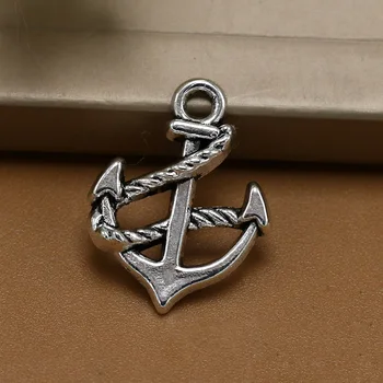 

ANGRLY 50pcs 20*15mm Have Hook Up DIY Handmade Material Retro Zinc Alloy Decorative Accessories Ancient Silver Anchor Craft Gift