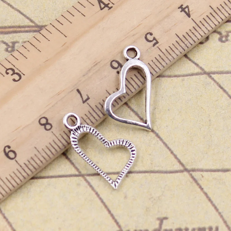 

40pcs/lot Charms heart 17x10mm Antique Silver Pendants Making DIY Handmade Tibetan Silver Finding Jewelry for Bracelet