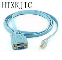 Para o cabo rj45 cat5 ethernet do console de cisco a rs232 db9 com porta serial fêmea roteadores rede adaptador cabo azul 1.8m 6ft