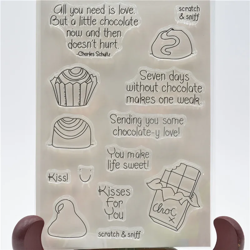 

Chocolate Transparent Clear Silicone Stamp/Seal for DIY scrapbooking/photo album Decorative clear stamp sheets QYZD84