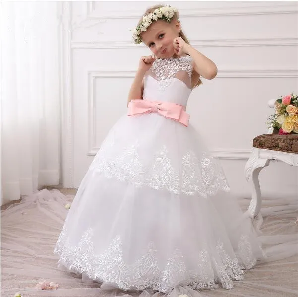 New Princess White Lace Ball Gown Flower Girl Dresses 2017 Girls First Communion Dress Birthday Gown vestido de daminha цена New Princess White Lace Ball Gown Flower Girl Dresses 2017 Girls First Communion Dress Birthday Gown vestido de daminha цены онлайн