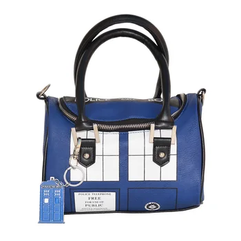 

FAIRY SERAPHIM Doctor Who Bag Tardis Shoulder Keychain Metal Crossbody Handbag in PU Leather