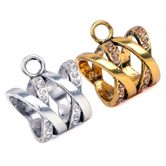 

AOLOSHOW Jewelry Scarf Slide Tube 2 Colors Available Scarf Slid for DIY Making Necklaces & Scarf Bail with Rhinestones ,P828