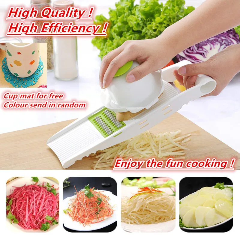 

7 in1 Mandoline slicer with 4 interchangeable stainless steel blades vegetable slicer