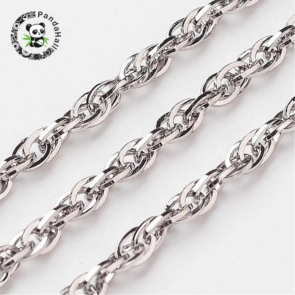 316 Stainless Steel Rope Chains, Stainless Steel Color, 3mmin Jewelry