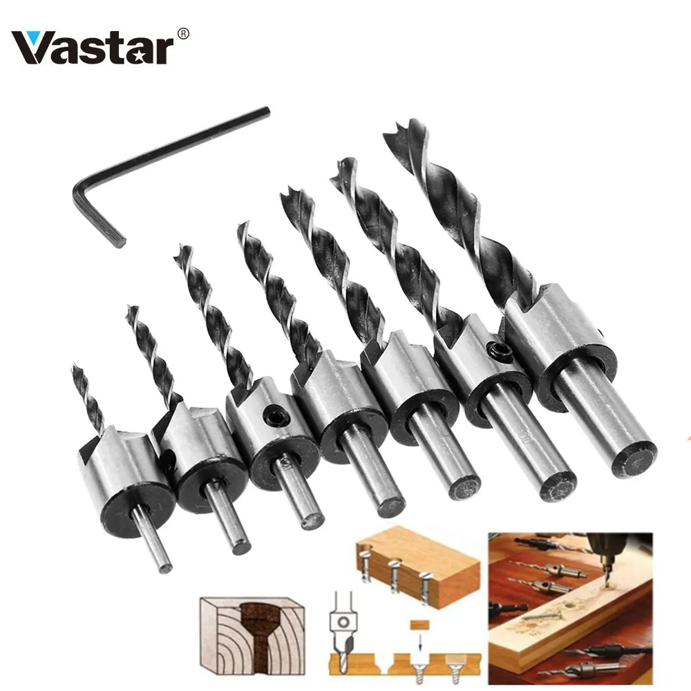 

Vastar 8 Pcs 3mm-10mm HSS 5 Flute Countersink Drill Bit Deburring Tool Set Carpentry Reamer Chamfer For Woodworking