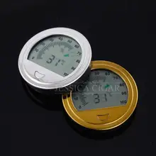 Gold Silver Accurate Round Electronic Hygrometer Digital Delicate Cigar Hygrometer Thermometer Gold Silver Accurate Round Electronic Hygrometer Digital Delicate Cigar Hygrometer Thermometer