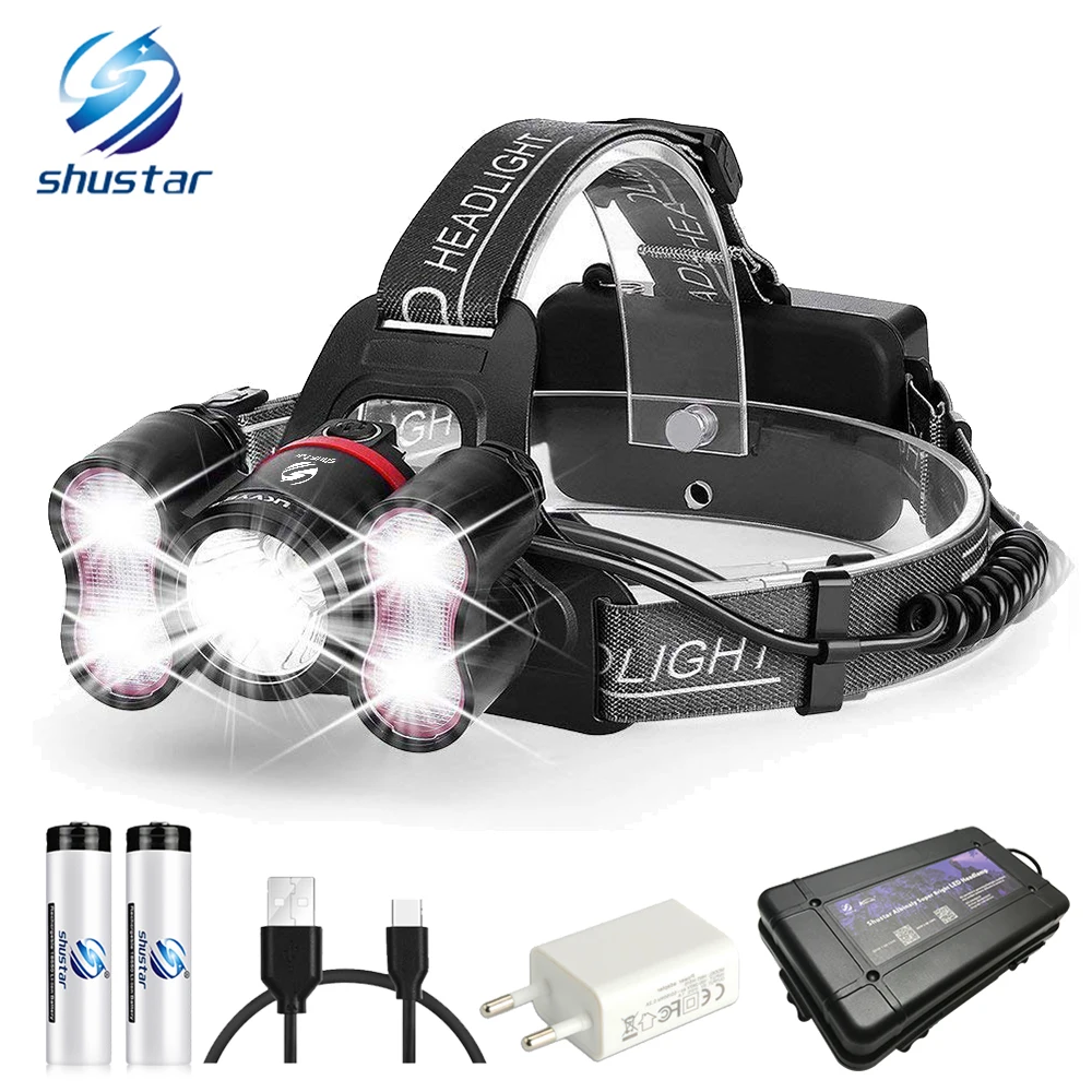 Günstig Super helle LED Scheinwerfer 1 x T6 + 40 x 2835LED Scheinwerfer 4 beleuchtung modi Mit intelligente licht sensing Für camping, angeln