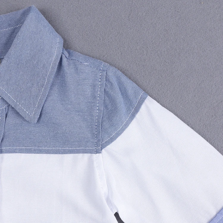 C patchwork turn down collar single breasted shirt jeans (5)