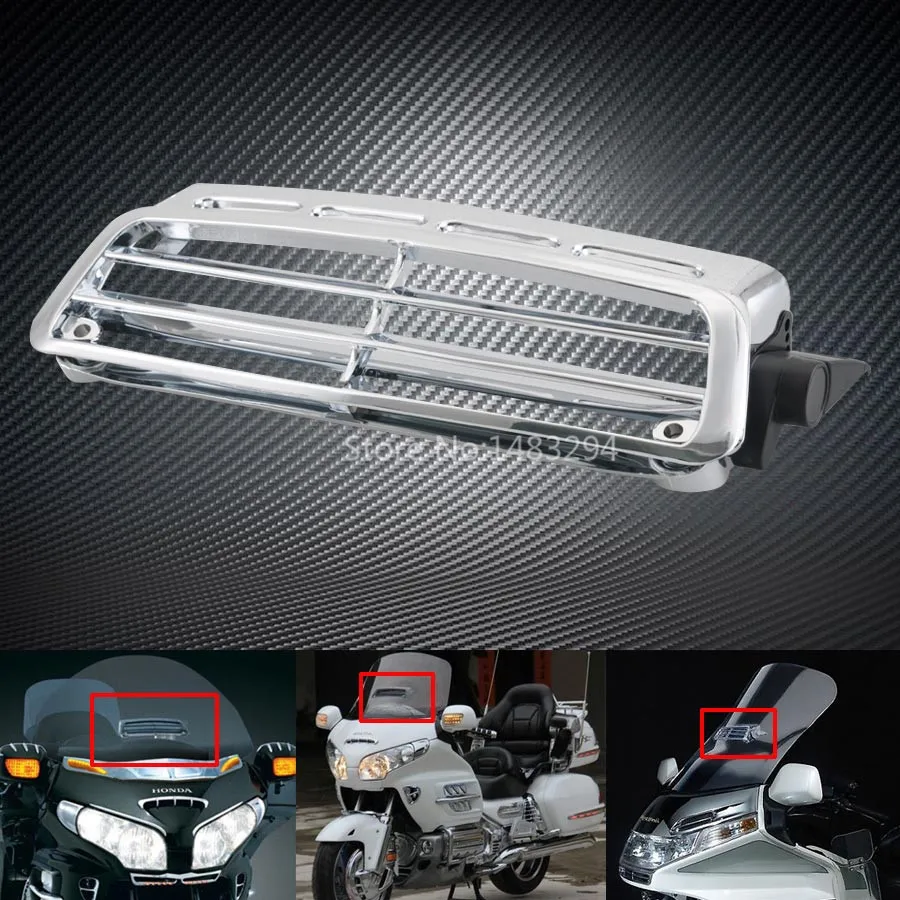 

Motorcycle Chrome Front Windshield Air Vent For Honda GOLD WING 1800 GL1800 2001-2017 25-30