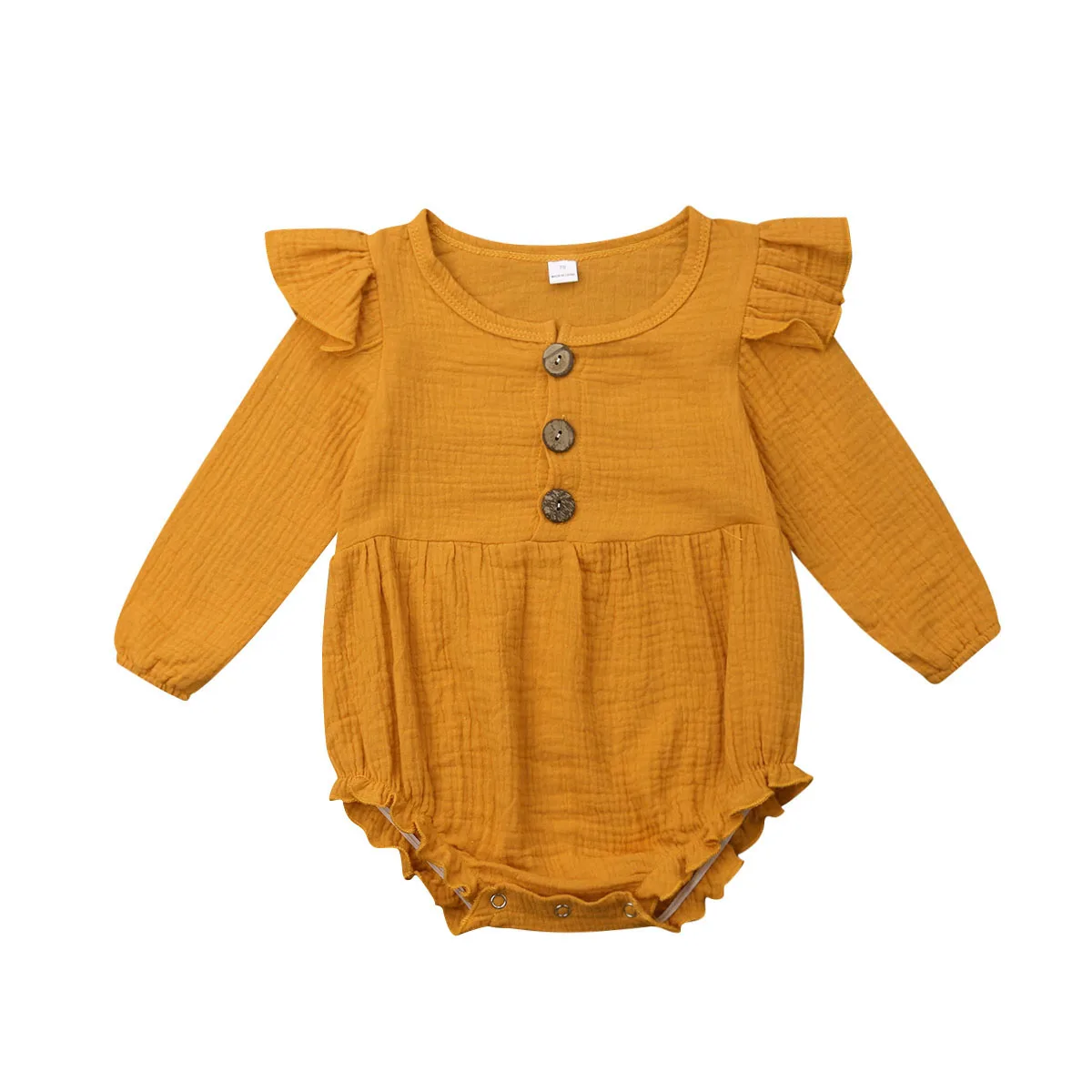 

New Toddler Infant Baby Girls Long Sleeve Bodysuit Solid Color Ruffle Button Loose Bodysuit Baby Girl Fashion Cute Summer Outfit