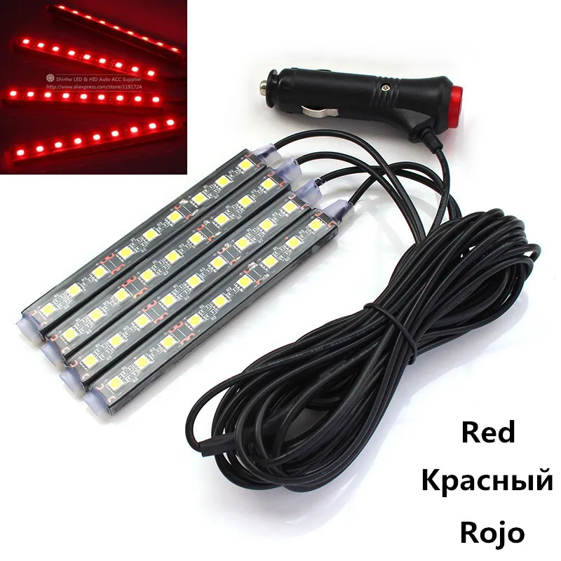 4 шт. 9SMD 5050 белый желтый синий зеленый красный Автомобильный светодиодный