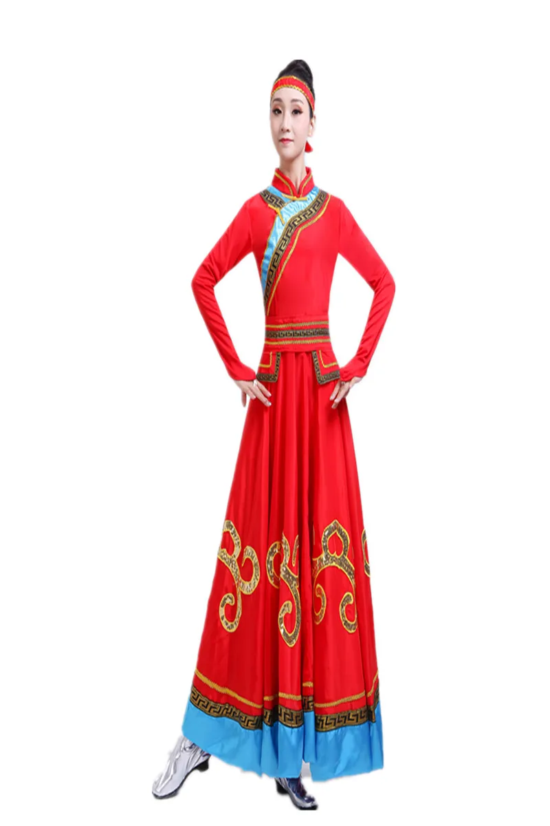 Высокое качество танец меньшинств одежда монгольский широкая юбка костюмы пастбища для взрослых женские современные производительность Костюмы