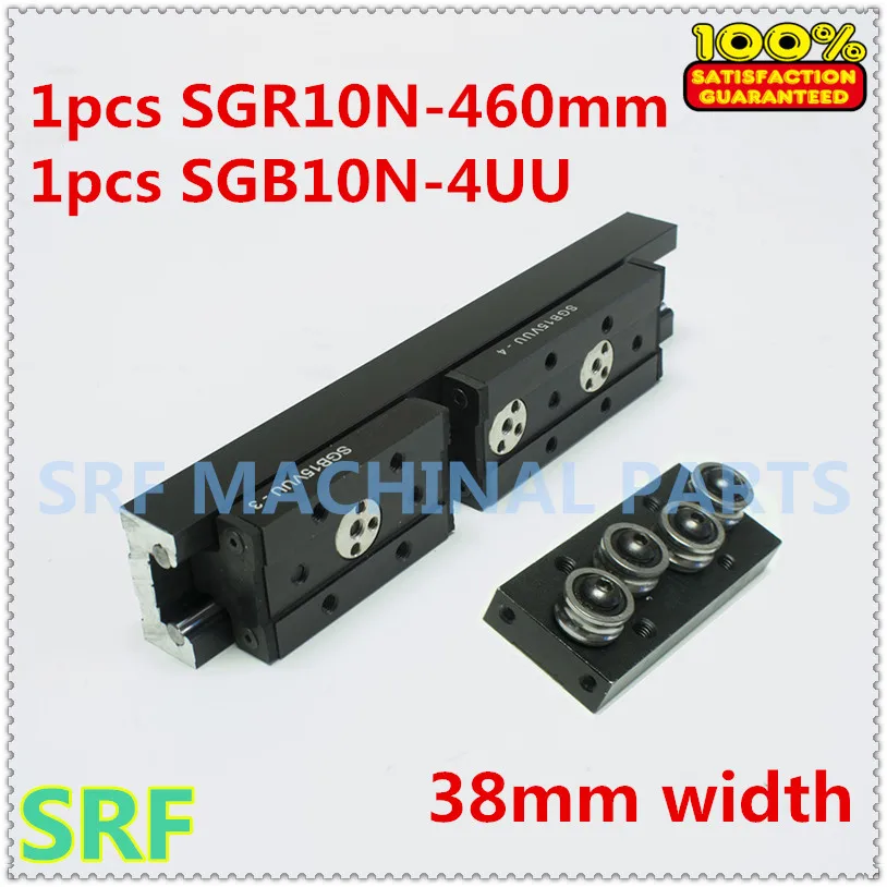 

28mm width Rectangle wheel Linear Guide Rail 1pcs SGR10N Length=460mm with 1pc SGB10N-4UU four wheel slide block for CNC parts