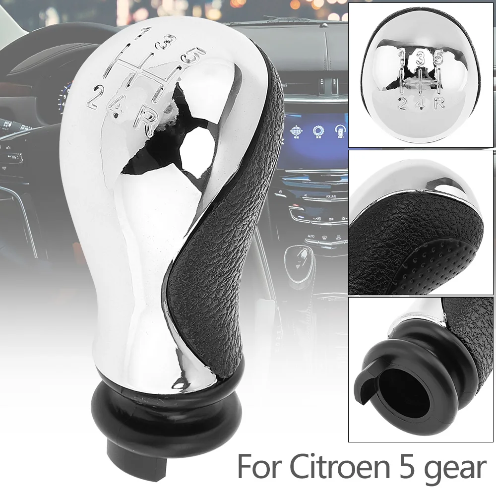 Silver 5 Speed Car Manual Gear Shift Knob Gearshift Shifter Knob for