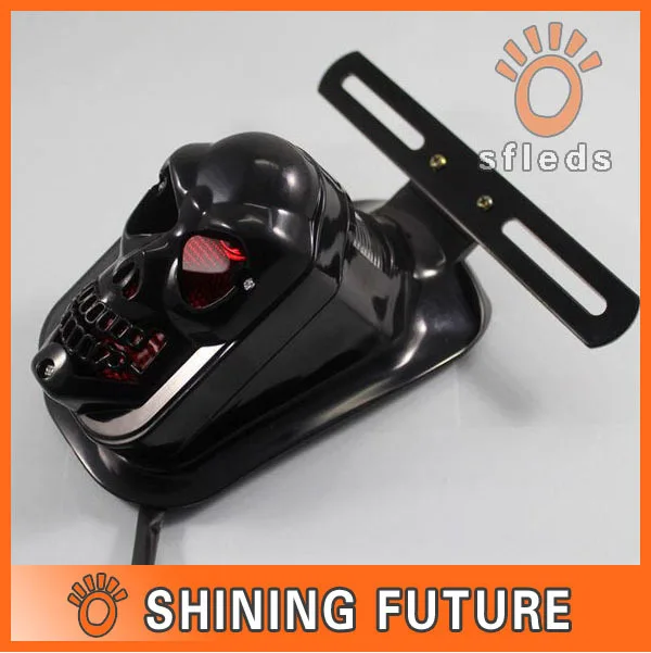 Fashional black Motorcycle LED SKULL HEAD lights REAR TAILLights brake