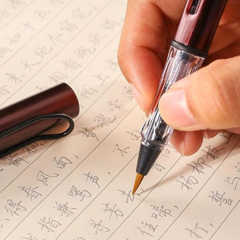 8 piezas de Metal de la pluma de caligrafía de pelo suave cepillo de escritura tinta acuarela pluma herramienta de pintura de la Oficina de la escuela suministros de papelería