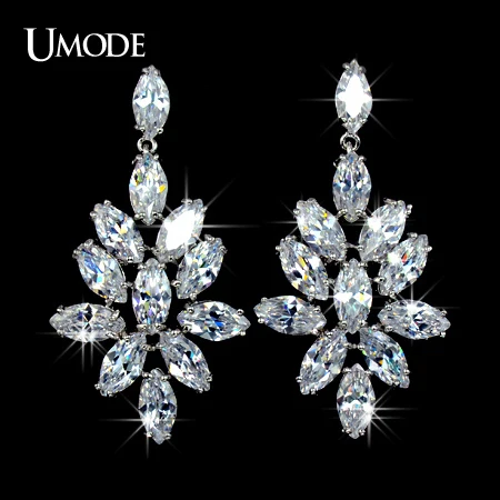 font b UMODE b font Brand Rhodium plated Fashion Marquise Cut AAA CZ Drop font