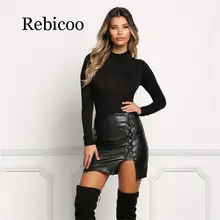 Высококачественная женская сексуальная кожаная юбка, новая модная бандажная юбка на шнуровке, сексуальная женская юбка-карандаш с высокой талией, короткая мини-юбка