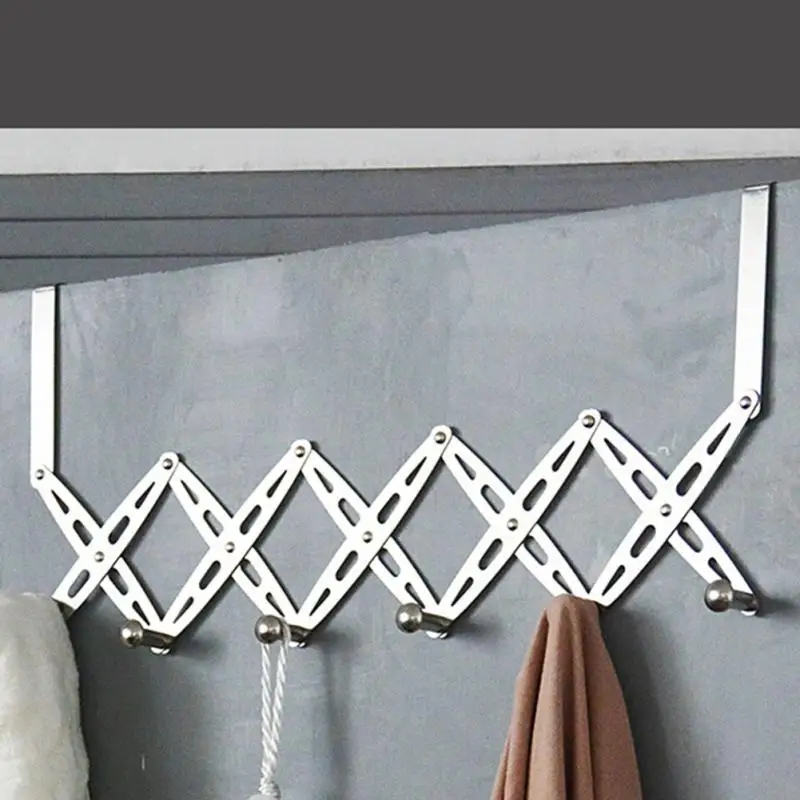 2018 new hot sales No Punching Stainless Steel Six Folding Behind Door hook retractable clothes