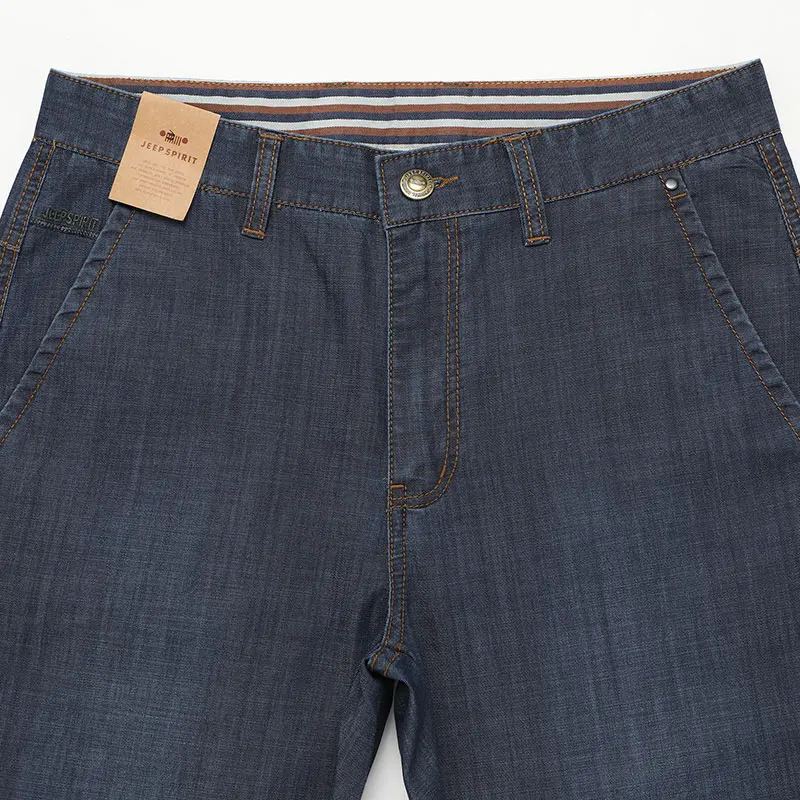 Spring Summer JEEP Brand Cotton Jeans Elastic Men's Casual Full Length Retro Jeans Cotton Pants Fashion Lightweight Trousers 44 (2)