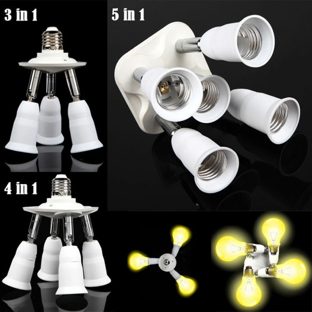 2 шт. 5 в 1 E27 базы светодио дный лампочки адаптер держатель гнездо Splitter E27 Base