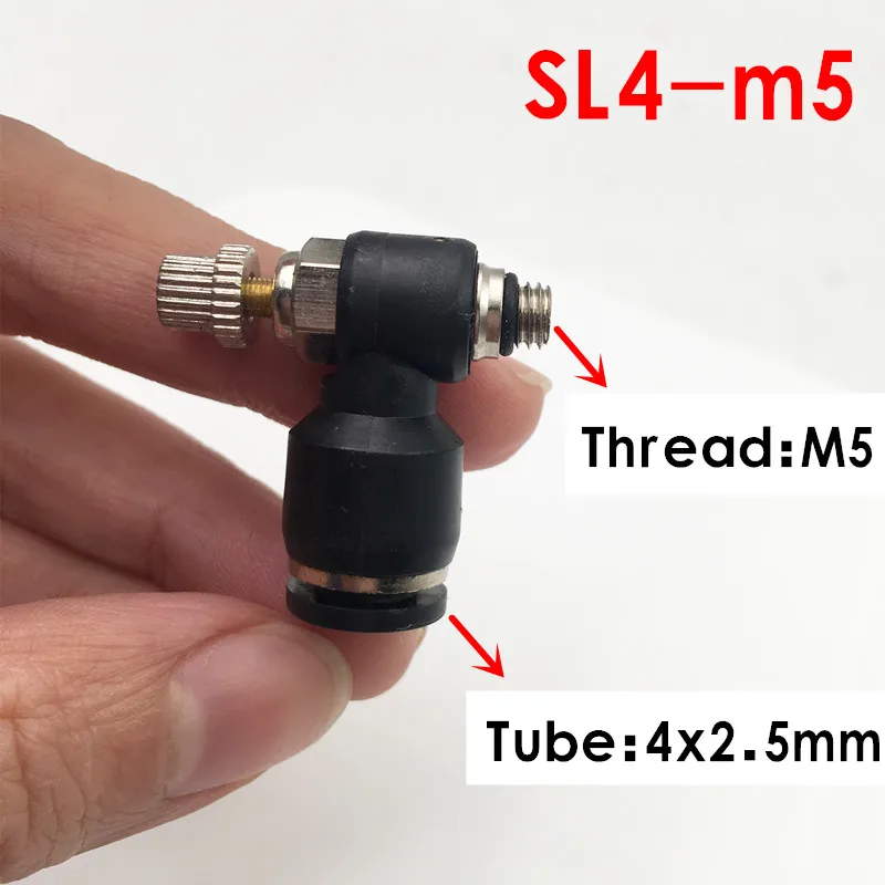 Мини Пневматический регулятор скорости потока 4 мм 6 мм OD шланг трубки M3 M5 наружная резьба газовый воздушный поток предельный клапан Быстрый фитинг Тип SL
