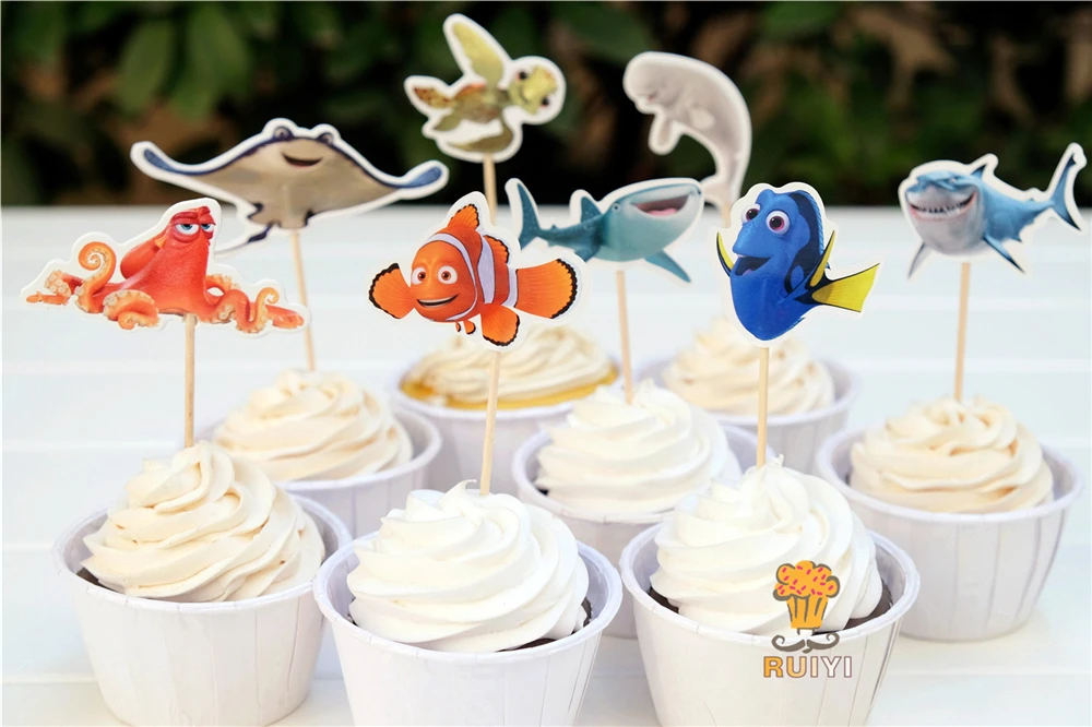 24pcs Finding Dory Marlin Nemo Destiny Candy Bar Cupcake Toppers Pick Baby Shower Kids Birthday Party Supplies Supplies Party Aliexpress