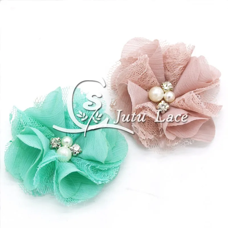 2.5''pearl rhinestone chiffon lace flower (7)