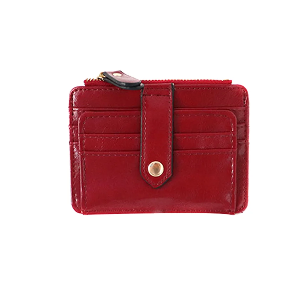 Простой женский кошелек из искусственной кожи на молнии, короткий кошелек, повседневный держатель для карт, кошелек, 88 LT88 - Цвет: Красный