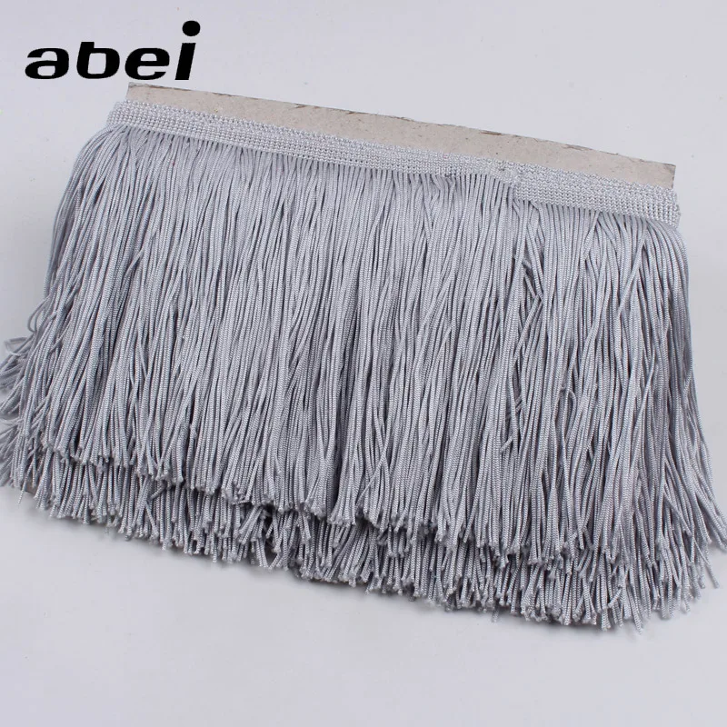 

1Yard 15cm Grey Fringe Lace Tassel Ribbon Trims For Sewing Crafts Latin Dance Dress Curtain Edge Wrapping Decoration