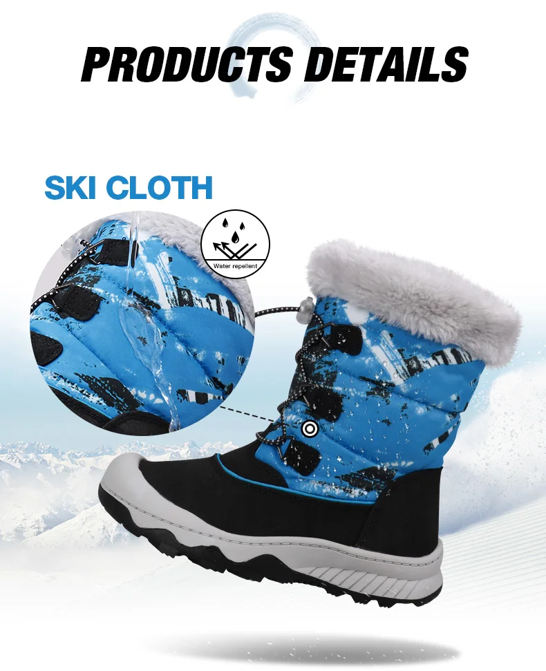 Uovo/зимние водонепроницаемые детские зимние ботинки для девочек; теплые плюшевые ботинки на плоской подошве для девочек и мальчиков