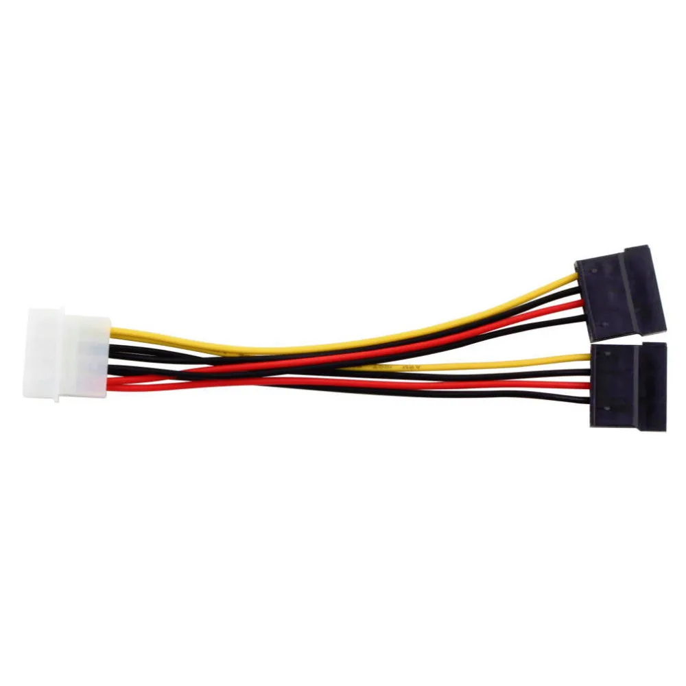 

1pcs Serial ATA SATA 4 Pin IDE Molex to 2 of 15 Pin HDD Power Adapter Cable Hot Worldwide Drop Shipping