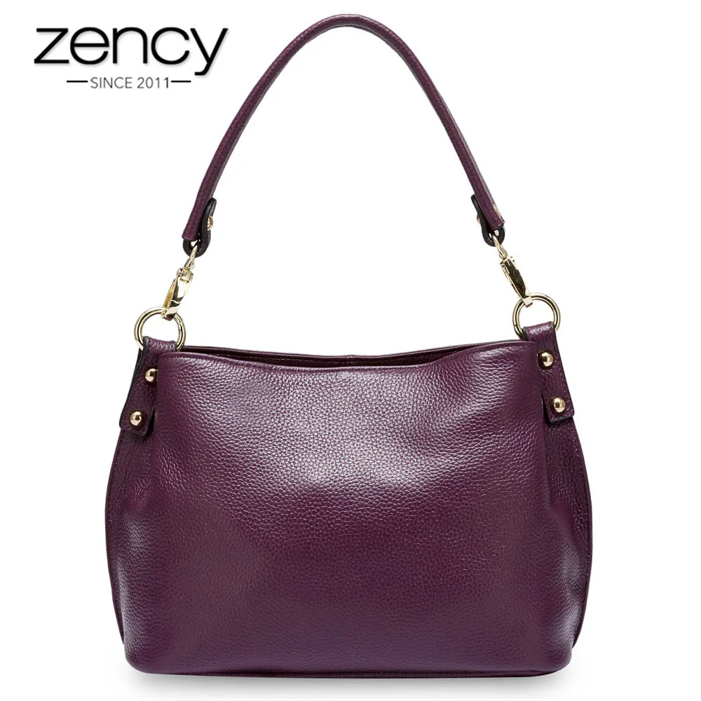 

Zency 100% Genuine Leather Handbag Hobos Women Shoulder Bag Charm Purple Lady Crossbody Purse Fashion Messenger Bags Quality A+