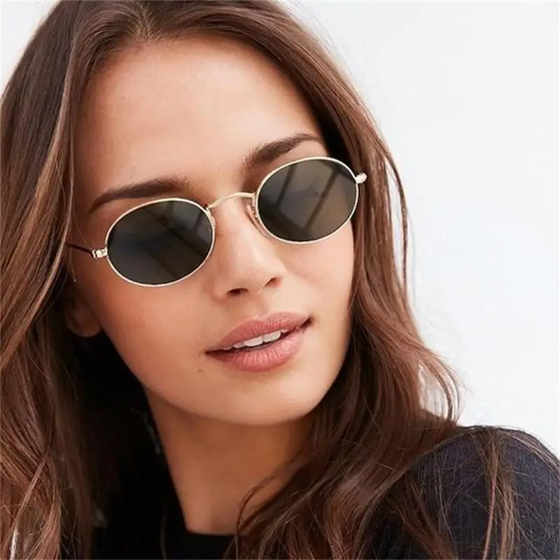 

Retro oval sunglasses women 2018 metal small frame Vintage sun glasses Men Mirror Red Black Coating eyewear UV400 oculos