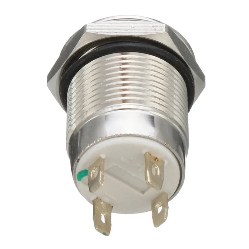 Металлический светодиодный кнопочный выключатель 12 мм 4 контакта мгновенный