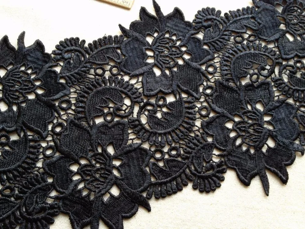 3 Yards WIDE Black Venise Lace Trim Guipure Lace Wedding Fabric Lace