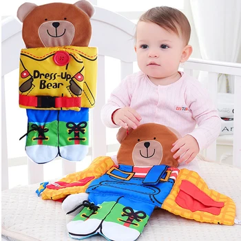 

Bear wear Soft cloth button Baby Cloth Zipper Bebe Book Learning&Education Infant Appease Quiet Book for Kids childrern