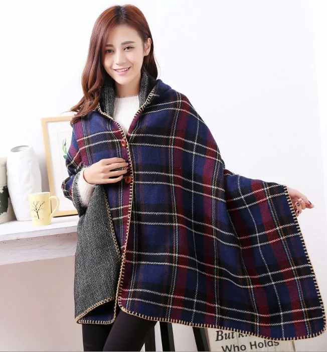 Новая Мода Женщин Обруч Шали Кнопки со шляпой Мыса шаль | Аксессуары для одежды