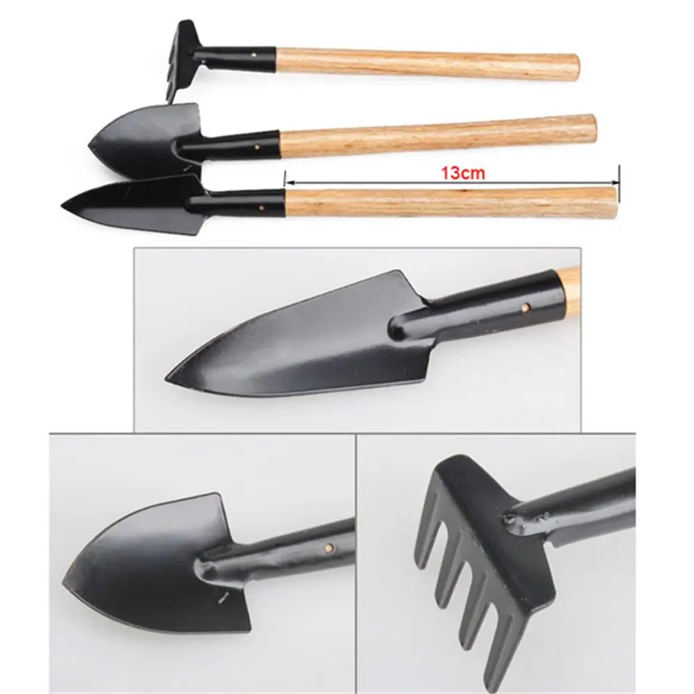 

3pcs Mini Garden Portable Shovel Tools Set Shovel Rake Spade Garden Plant Tool Set With Wooden Handle Kids Outdoor Tools