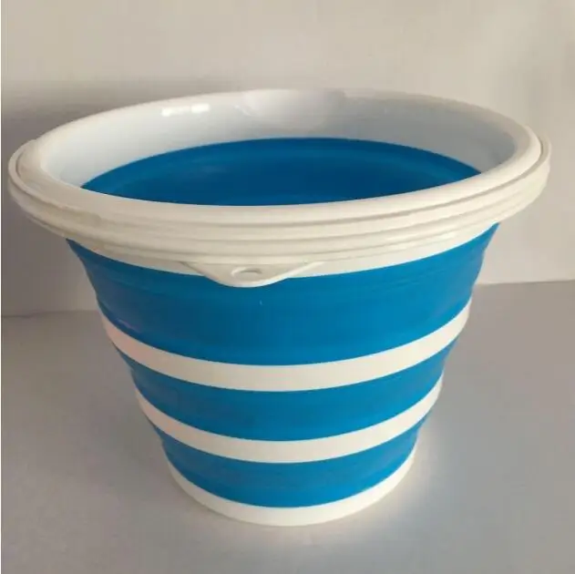 Силиконовое ведро для рыболовной акции складное ведро для мытья автомобиля на открытом воздухе рыболовные принадлежности для ванной кухни - Цвет: Round blue
