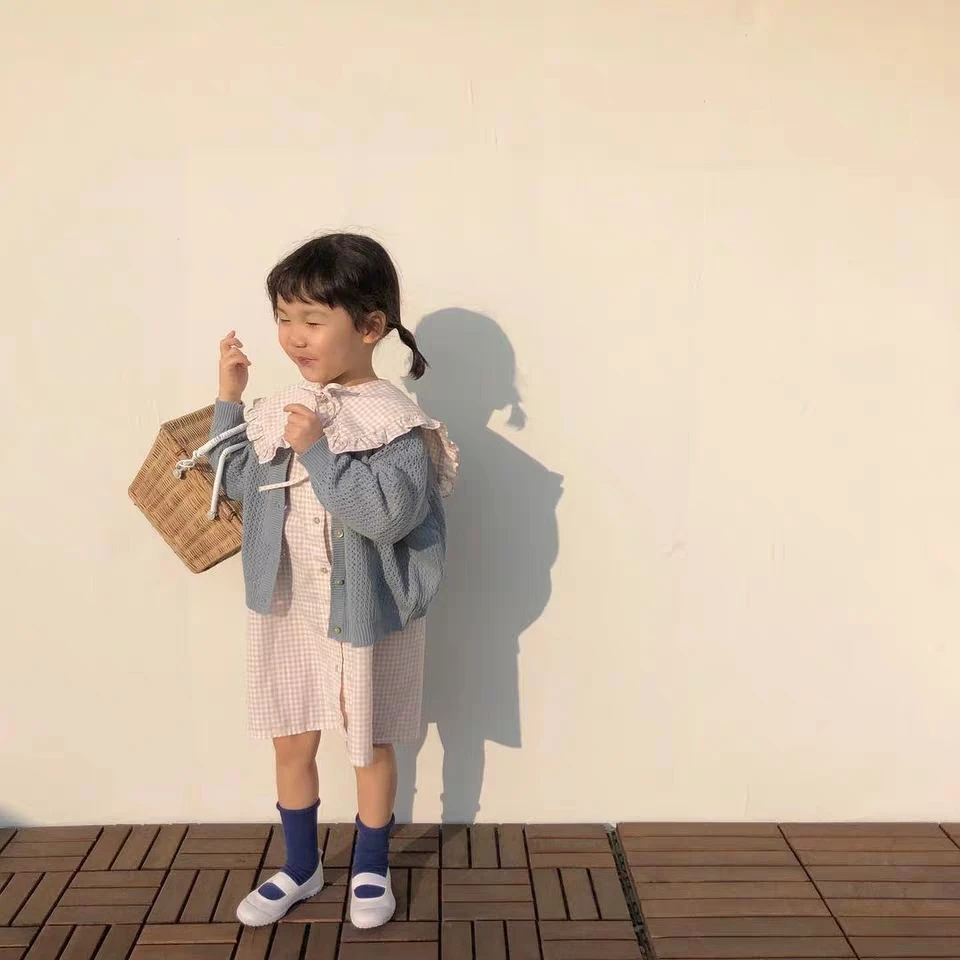 Children Cute Picnic Basket Kids Rattan Storage Basket Bag Box Hamper Shopping Vintage Basket with Lid and  for Camping Pets