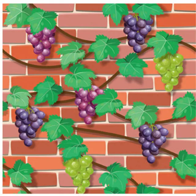 Creative 3D Grape Vine Brick Self Adhesive Wallpaper Poster Home Bar