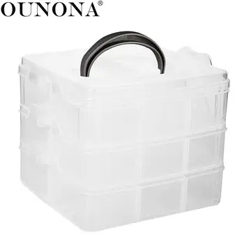 

OUNONA 3-Layer 18-Grid Adjustable Jewelery Organizer Storage Box Container Case with Removable Dividers