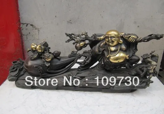 

00953 classical bronze carvings a lucky Maitreya buddha drag wealth good fortune