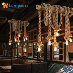 Lumiparty Урожай конопли веревки потолочный Люстра Творческий подвеска лампа висит фары для гостиной бар общественных местах Декор