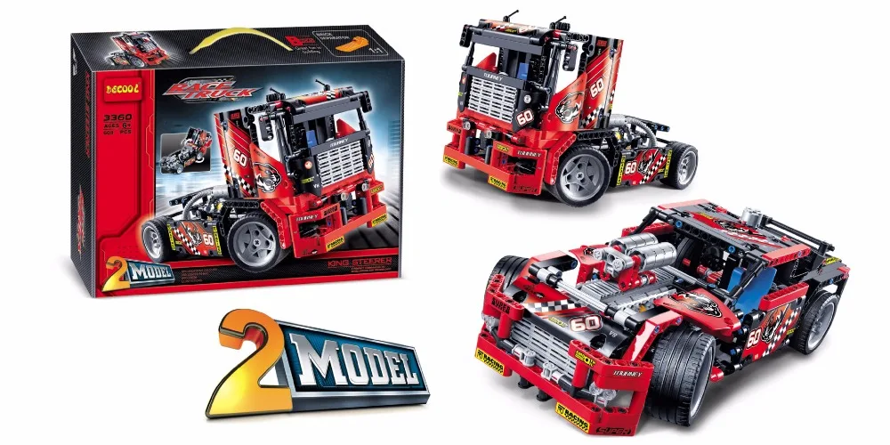 

608PCS DIY Truck Car Motor Racing 2Models Building Kits Blocks Toys Bricks Compatibl For Child birthdayChristmas gift